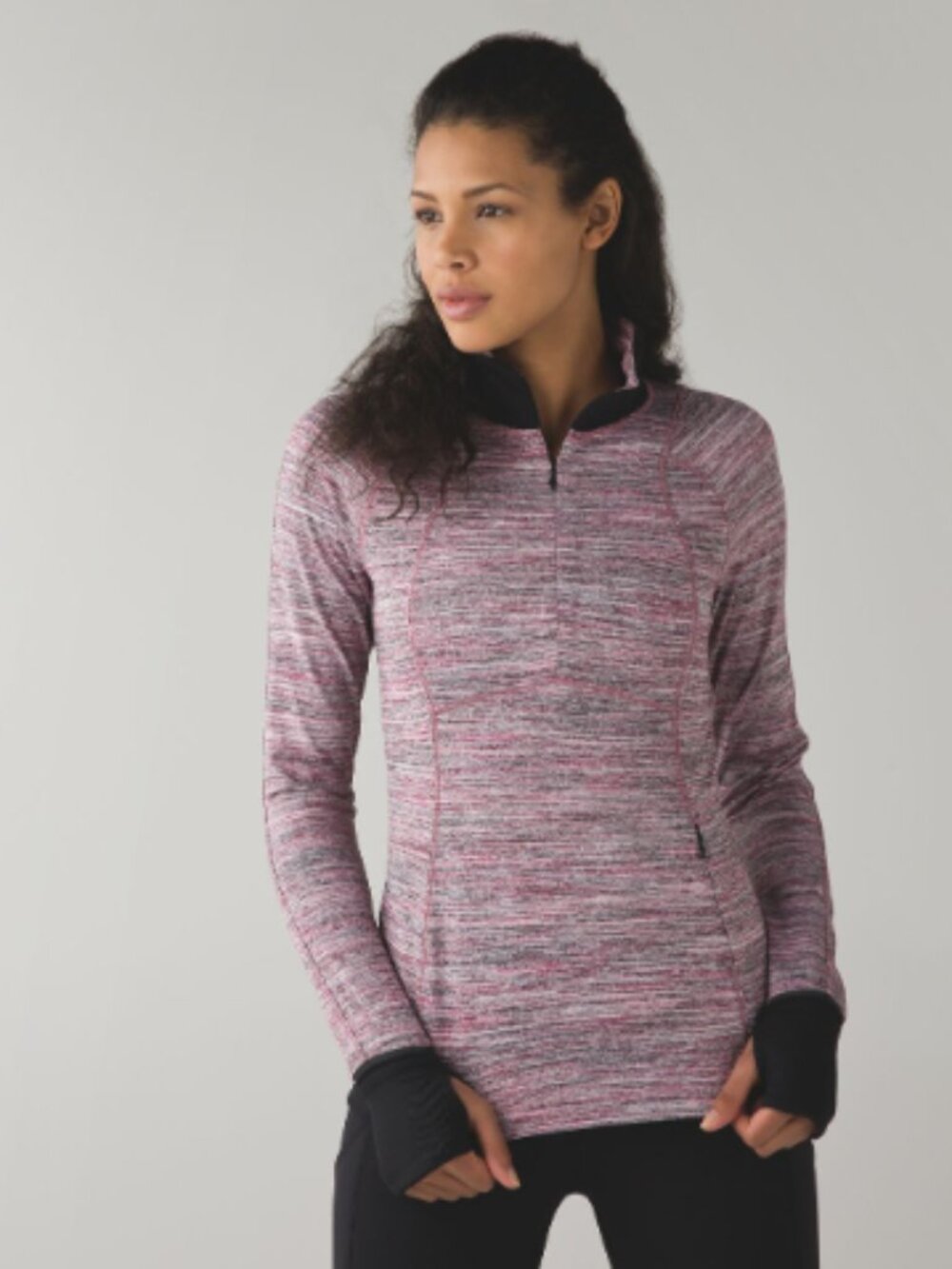 LuLuLemon Runderful 1/2 Zip Pullover Space Dye Berry Rumble/Black Size 6